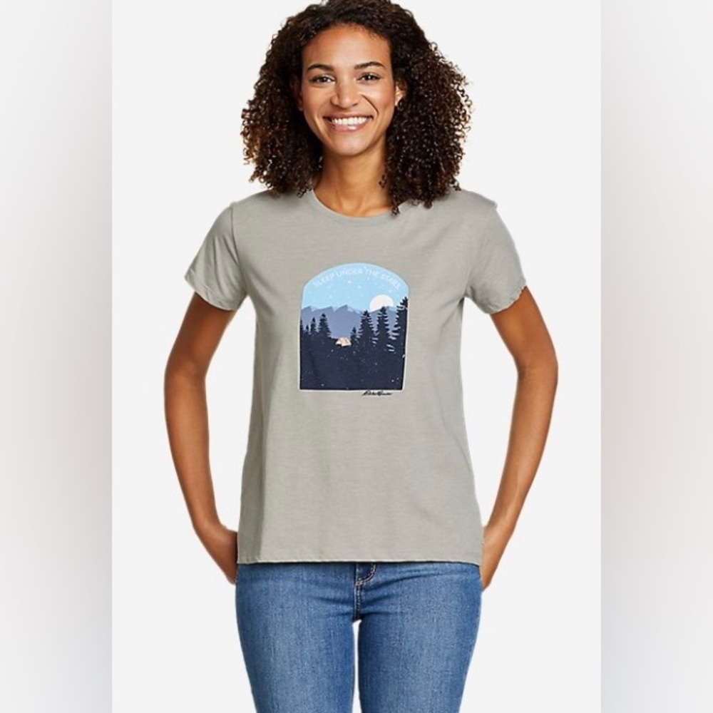EDDIE BAUER Women's Tent Under The Stars T-shirt. It's made from comfortable